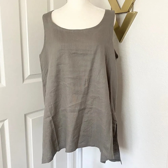 NEW Artful Home Go Lightly Maia A-Line 100% Linen Wide Gray Tank - Picture 2 of 9